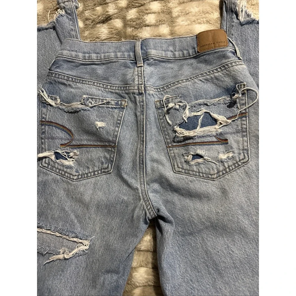 American Eagle Pride 90s Straight Distressed Raw Hem Denim Jeans Women Size 0